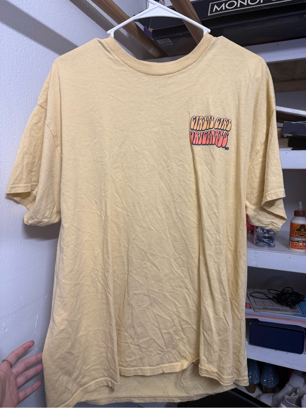 Relaxed Soft Yellow Graphic Tee with Chest Print
